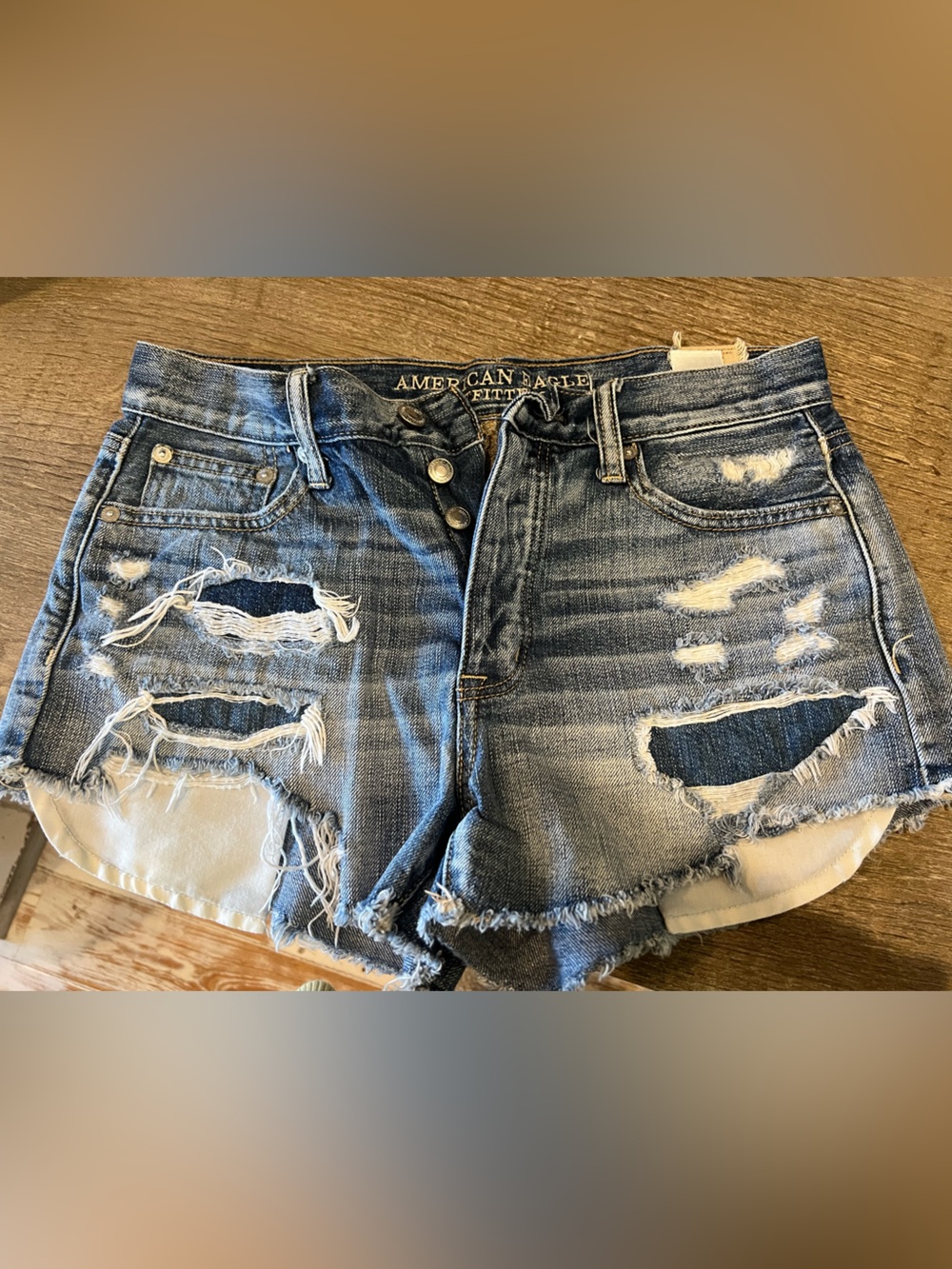 American Eagle Blue Distressed Denim Cutoff Shorts